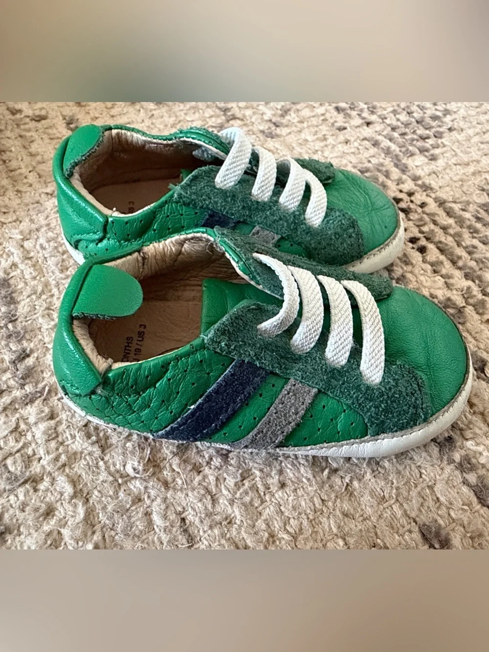 Old Soles Green Leather First Walker Sneakers | EU 18 / US 3 | 6–12 Months